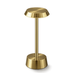 Brushed Brass Table Lamp – Cordless LED Mood Light, Flat Disc Shade, IP65 Waterproof