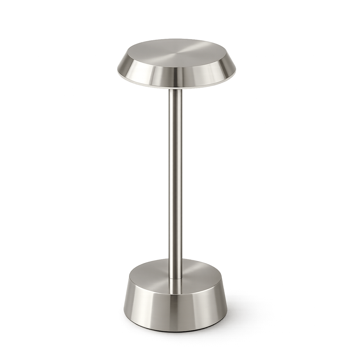 Metal Table Lamp – Cordless LED Mood Light, Flat Disc Shade, IP65 Waterproof