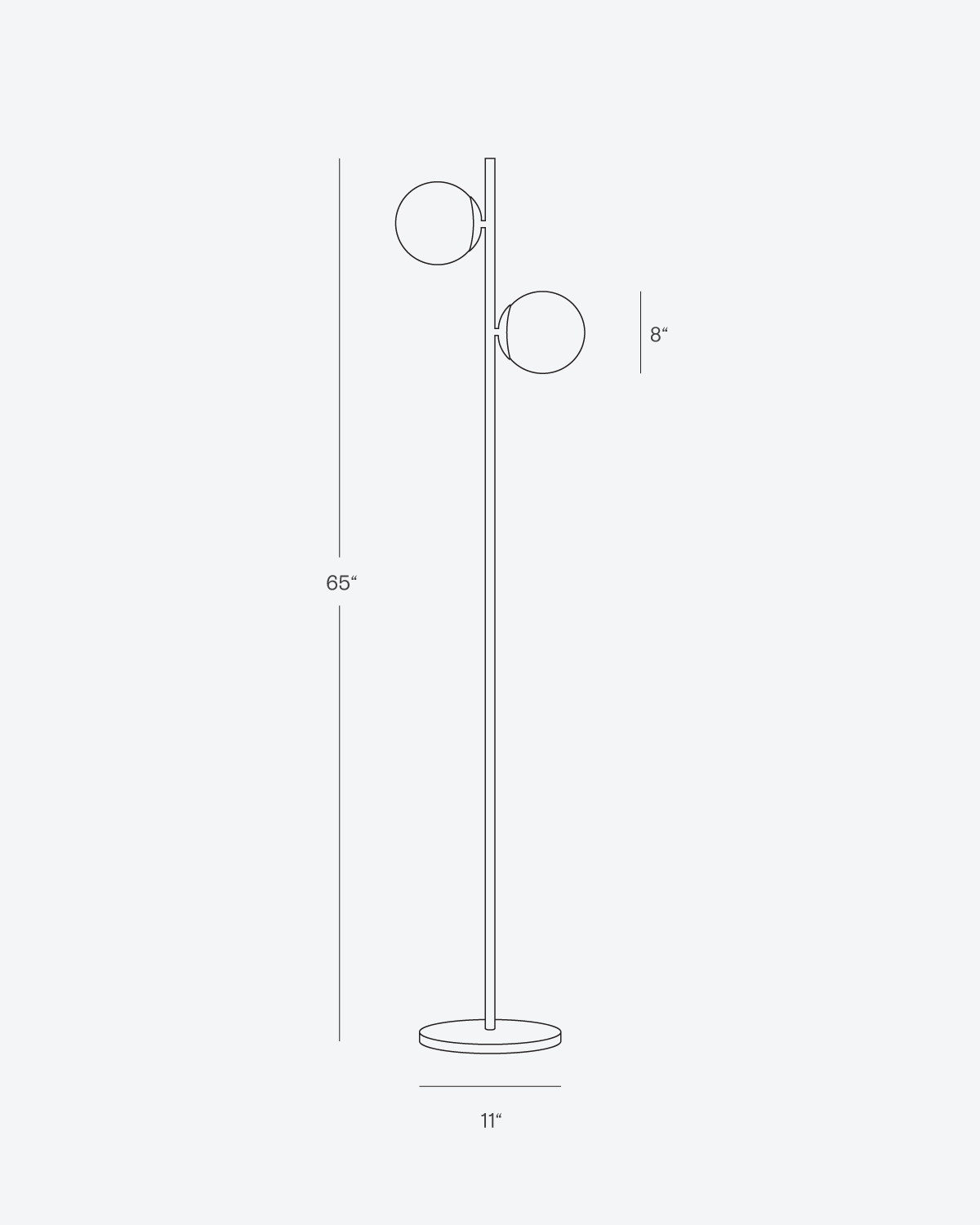 Brass Floor Lamp – Two Frosted Glass Globes, LED Bulbs Included