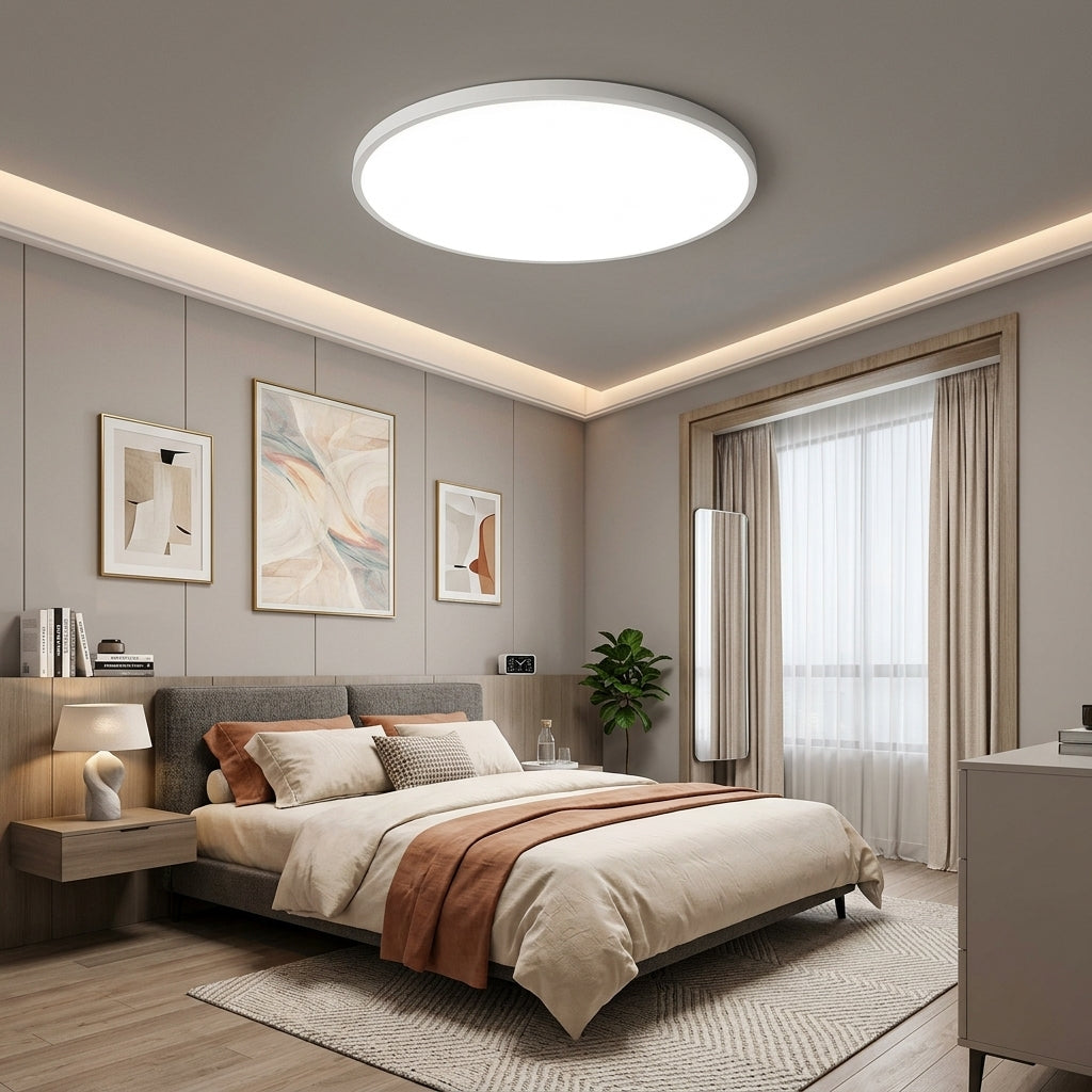 Minimalist Round LED Ceiling Light – Slim Flush Mount for Bedroom, Living Room & Kitchen