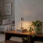 Metal Table Lamp – Cordless LED Mood Light, Empire Shade, IP65 Waterproof