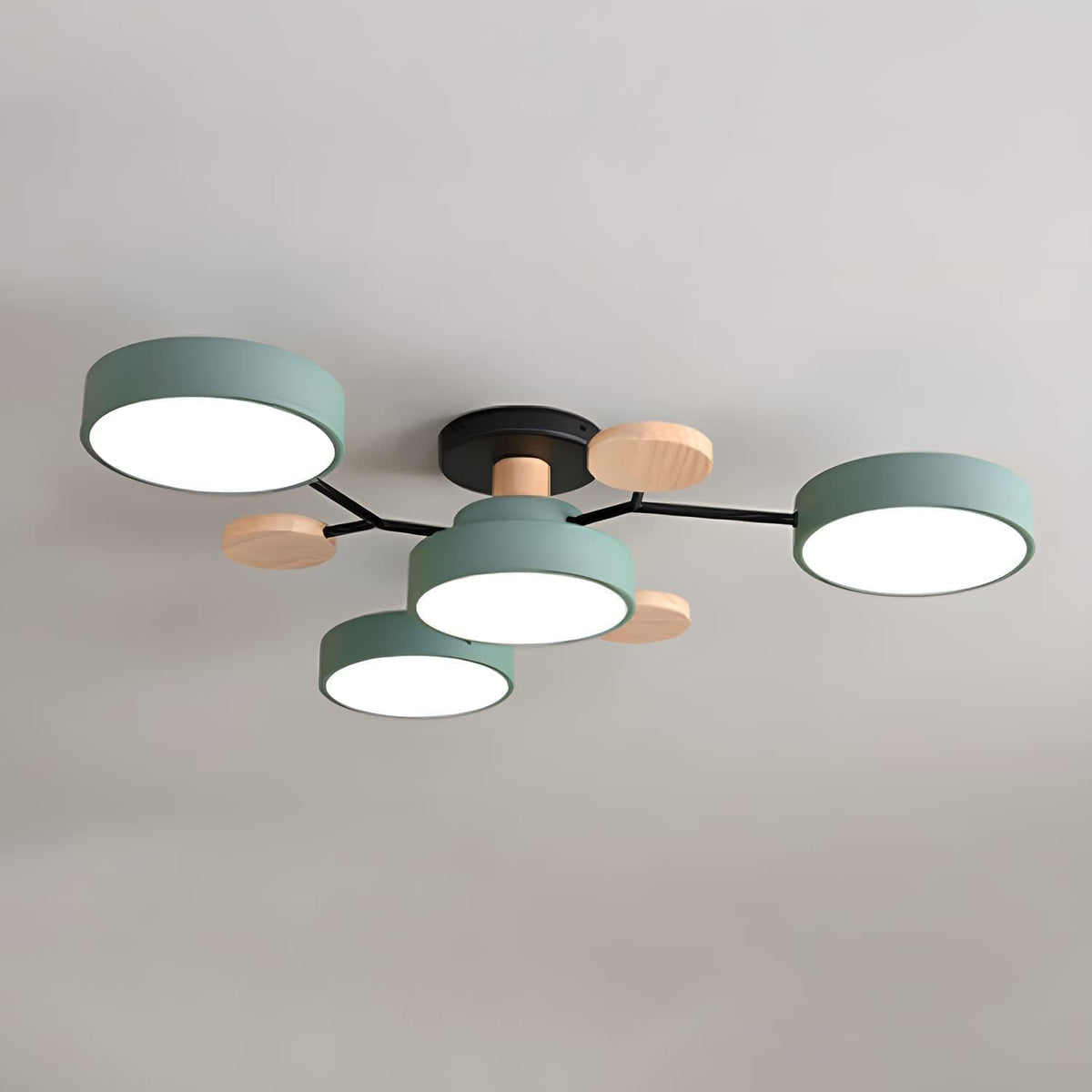 Round LED Ceiling Light – 4 to 7 Light Heads, Iron & Acrylic