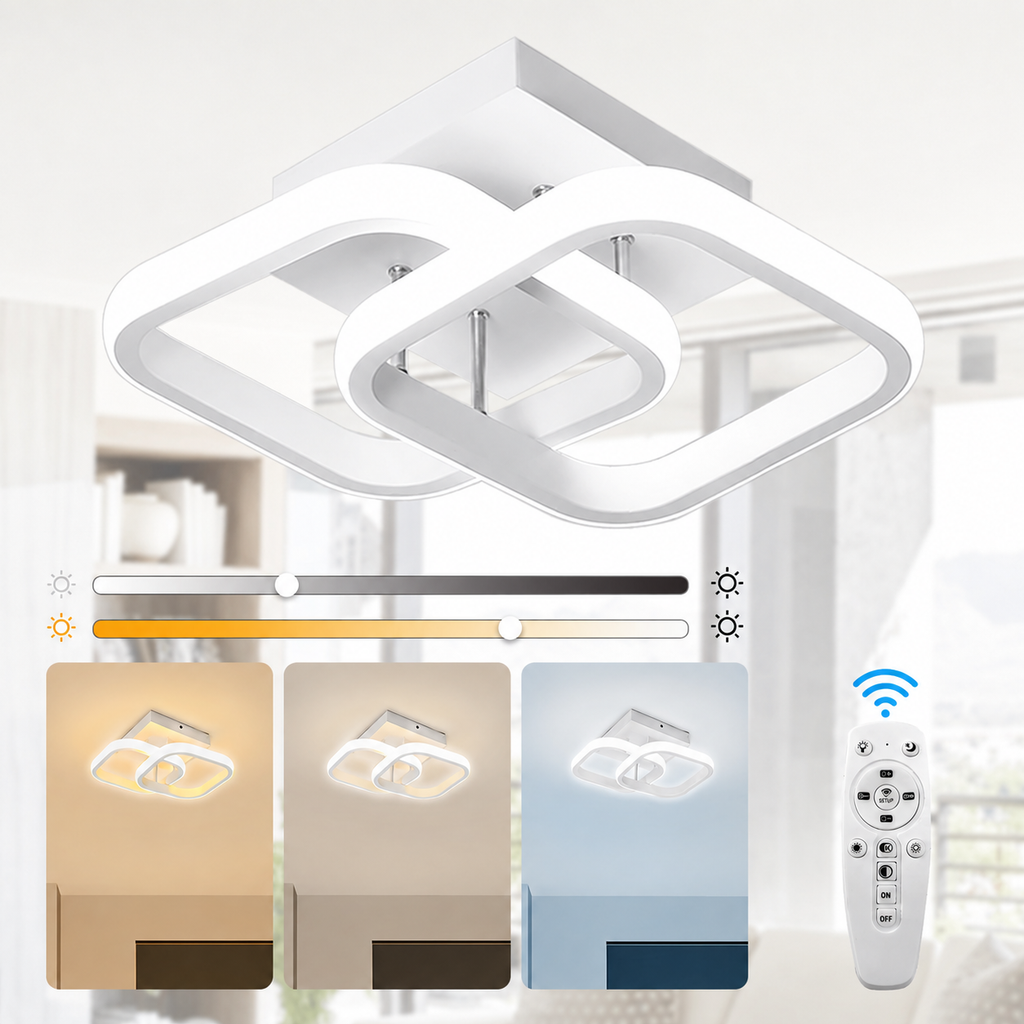 Modern Metal White LED Ceiling Light - 3 Wattage Options (12/18/22W)