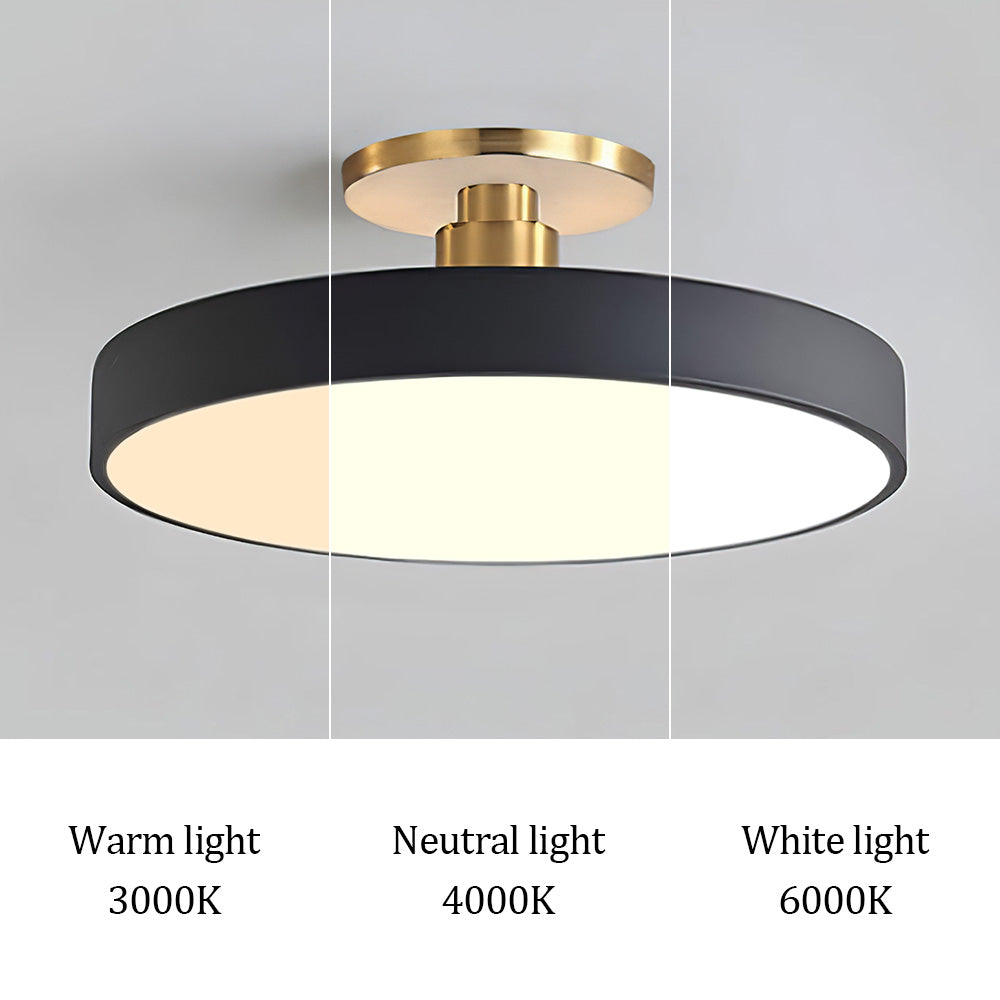 Round LED Semi-Flush Ceiling Light – 4 Brightness Options, 16–48W