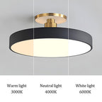 Round LED Semi-Flush Ceiling Light – 4 Brightness Options, 16–48W