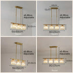 Crystal Glass Island Pendant Light – 3 or 4 Head Chandelier, Adjustable Height