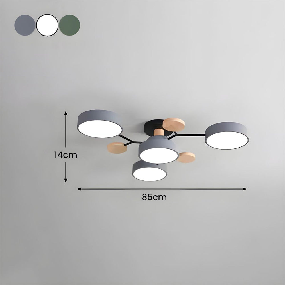 Round LED Ceiling Light – 4 to 7 Light Heads, Iron & Acrylic