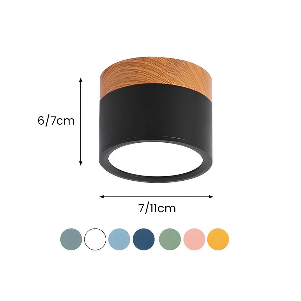Small Cylinder Flush Ceiling Light – Aluminium, 2 Sizes (5W/7W)