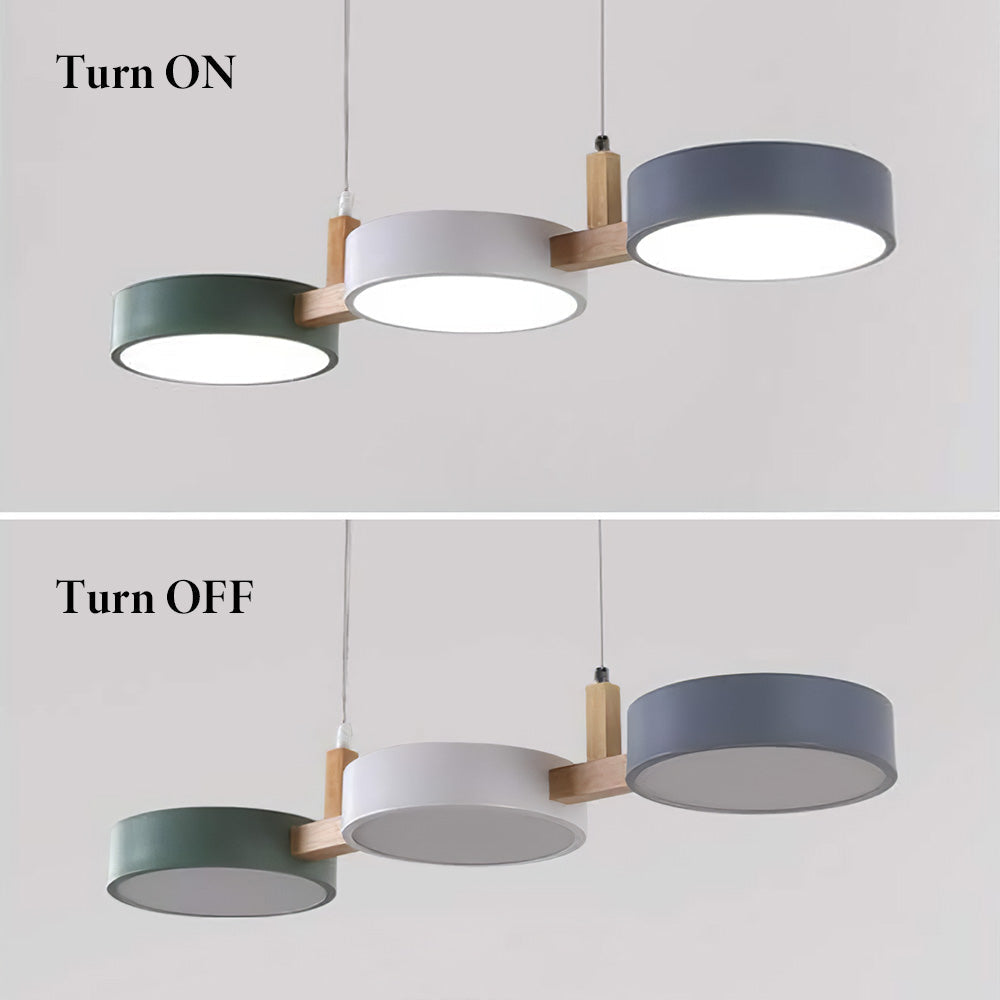 Cylinder Multi-Light Nordic Pendant Light – Iron & Wood, 77cm