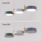 Cylinder Multi-Light Nordic Pendant Light – Iron & Wood, 77cm