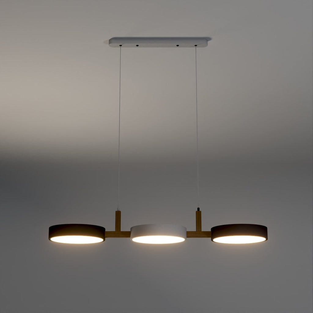 Cylinder Multi-Light Nordic Pendant Light – Iron & Wood, 77cm