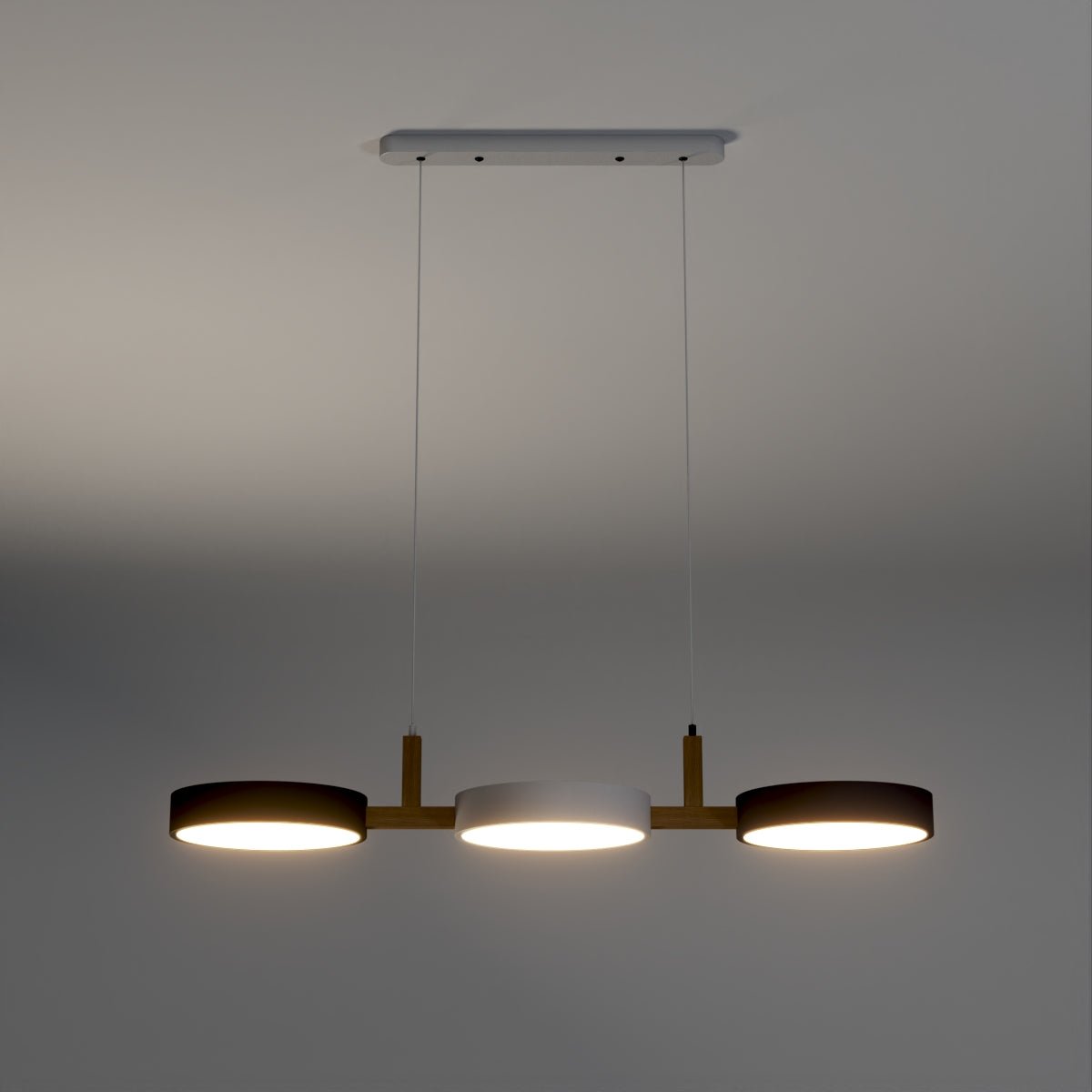 Cylinder Multi-Light Nordic Pendant Light – Iron & Wood, 77cm