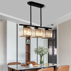 Crystal Glass Island Pendant Light – 3 or 4 Head Chandelier, Adjustable Height